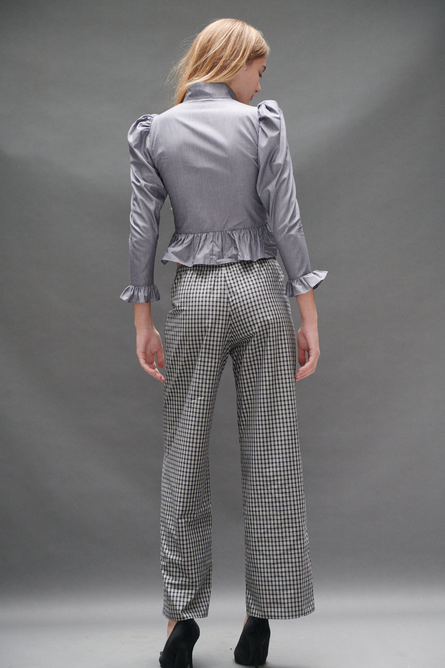Grace Blouse in Grey Stripe