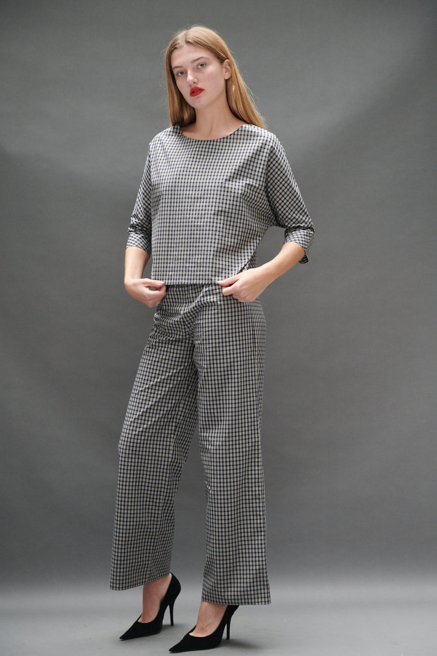 Erin Top in Black Tartan