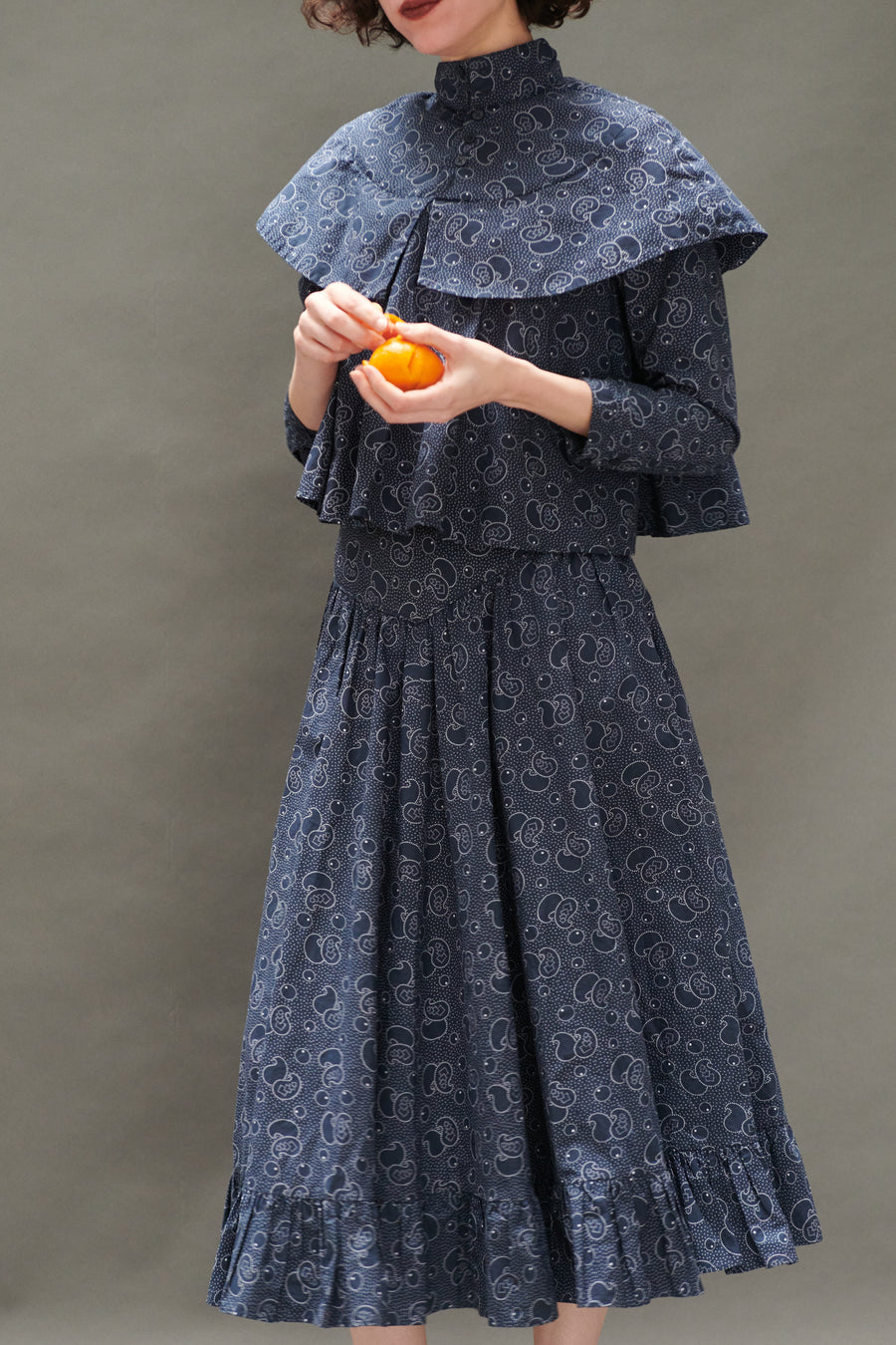 Ruffle Skirt in Midnight Paisley