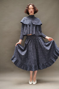 Ruffle Skirt in Midnight Paisley – BATSHEVA