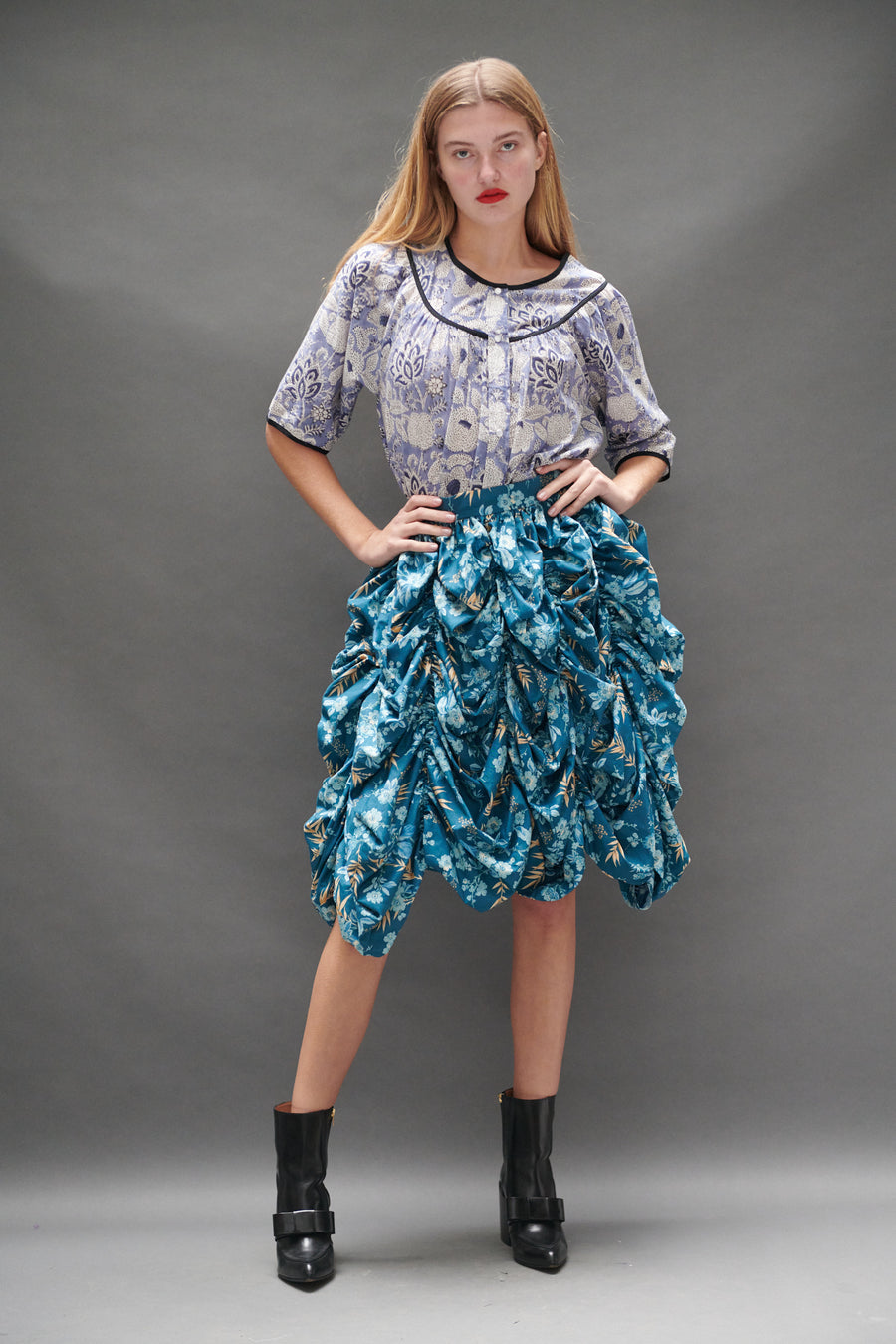 Snap Housedress in Blue Flowers