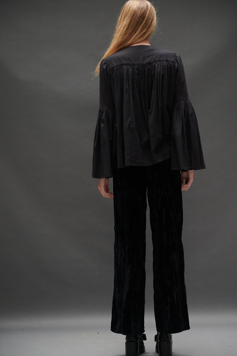 Balloon Blouse in Black Voile