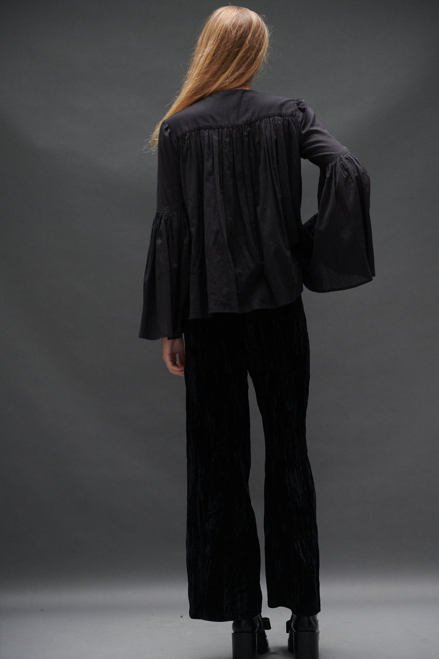 Balloon Blouse in Black Voile