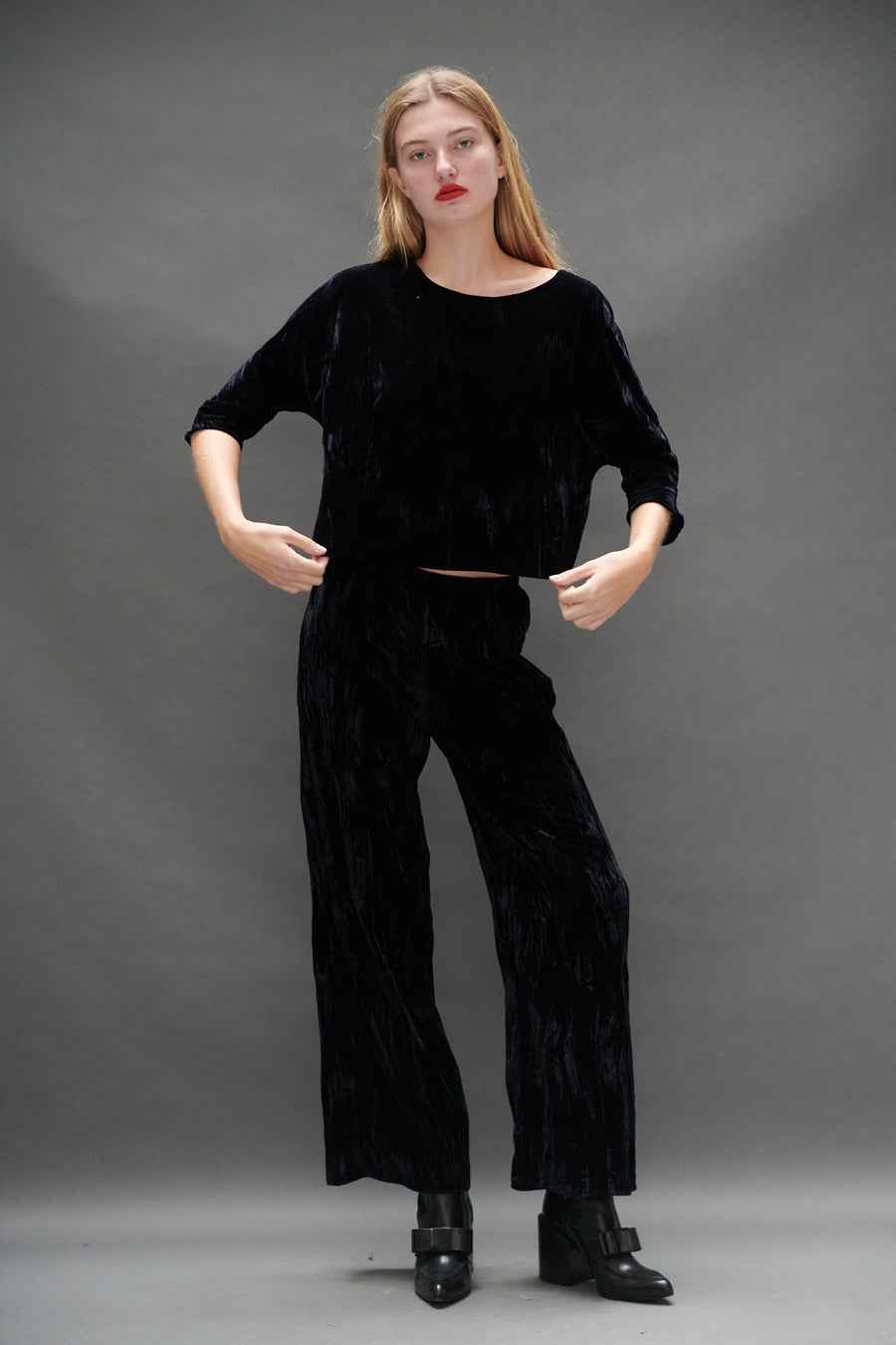 Erin Pant in Black Crushed Velvet