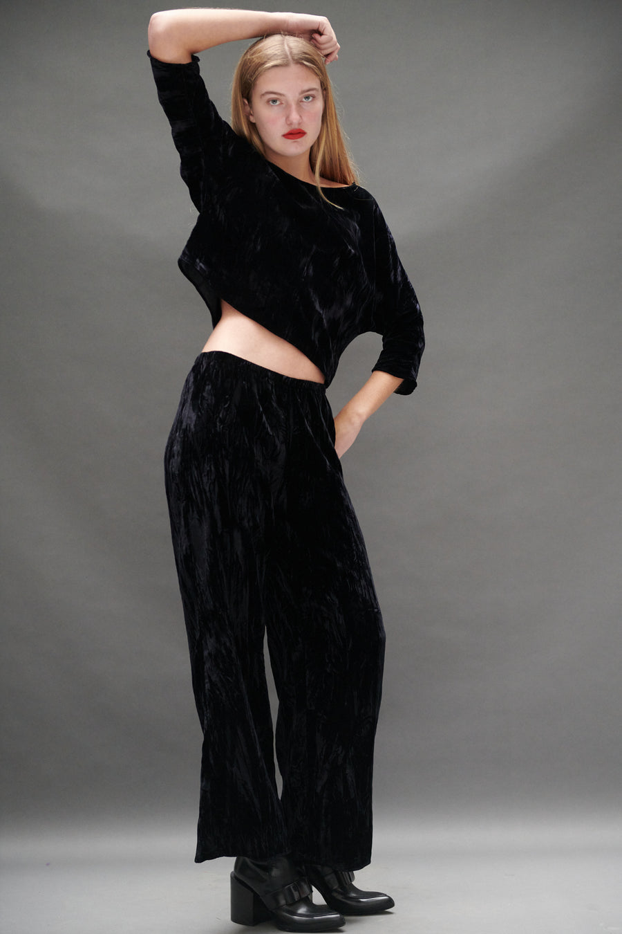 Erin Pant in Black Crushed Velvet