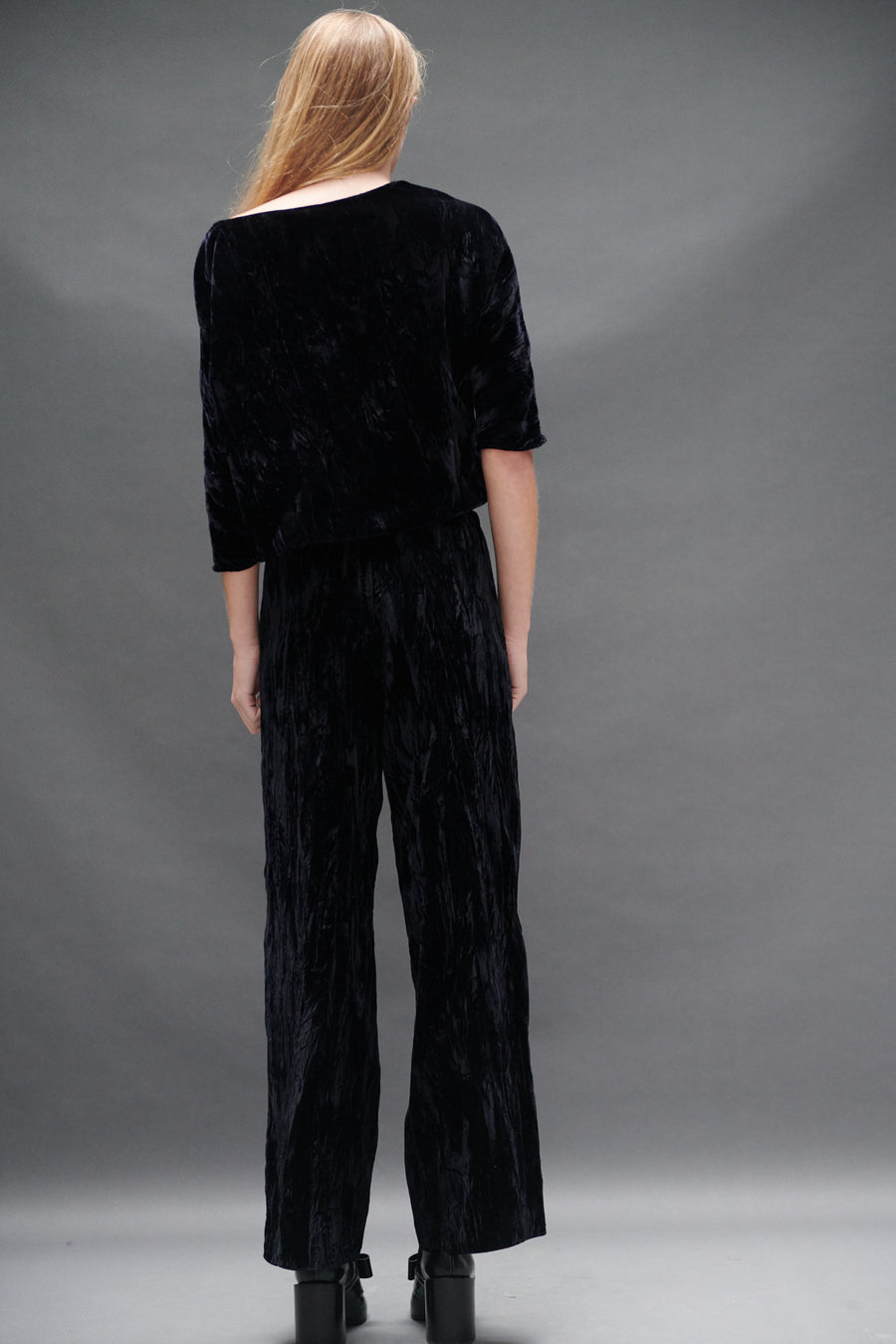 Erin Top in Black Crushed Velvet