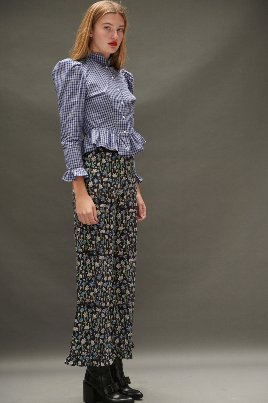 Grace Blouse in Blue Tartan