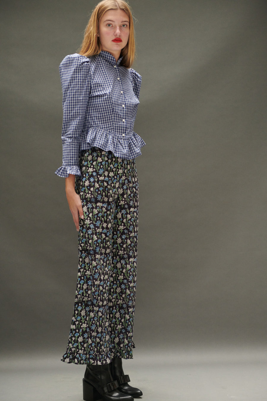 Grace Blouse in Blue Tartan