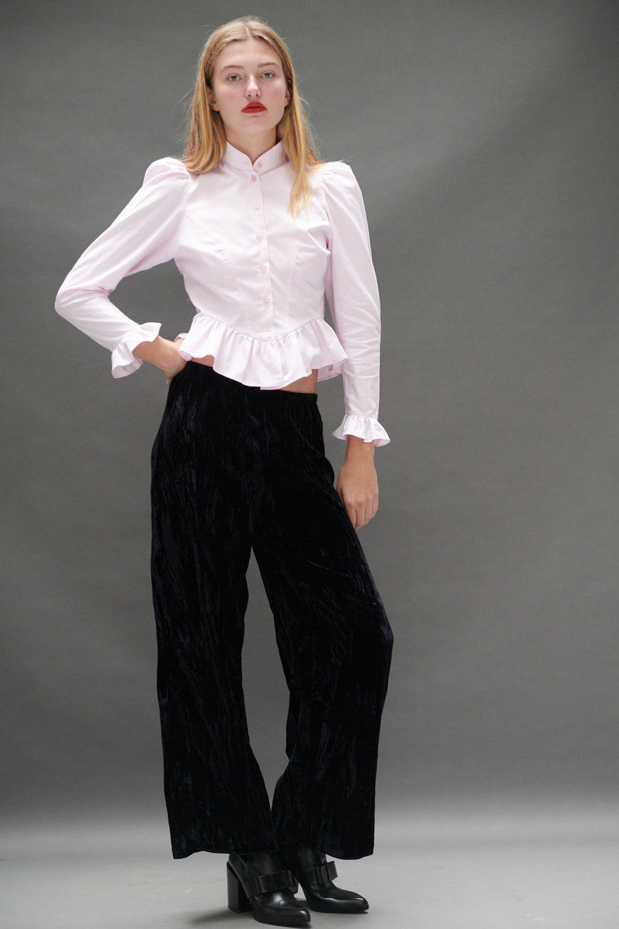 Erin Pant in Black Crushed Velvet