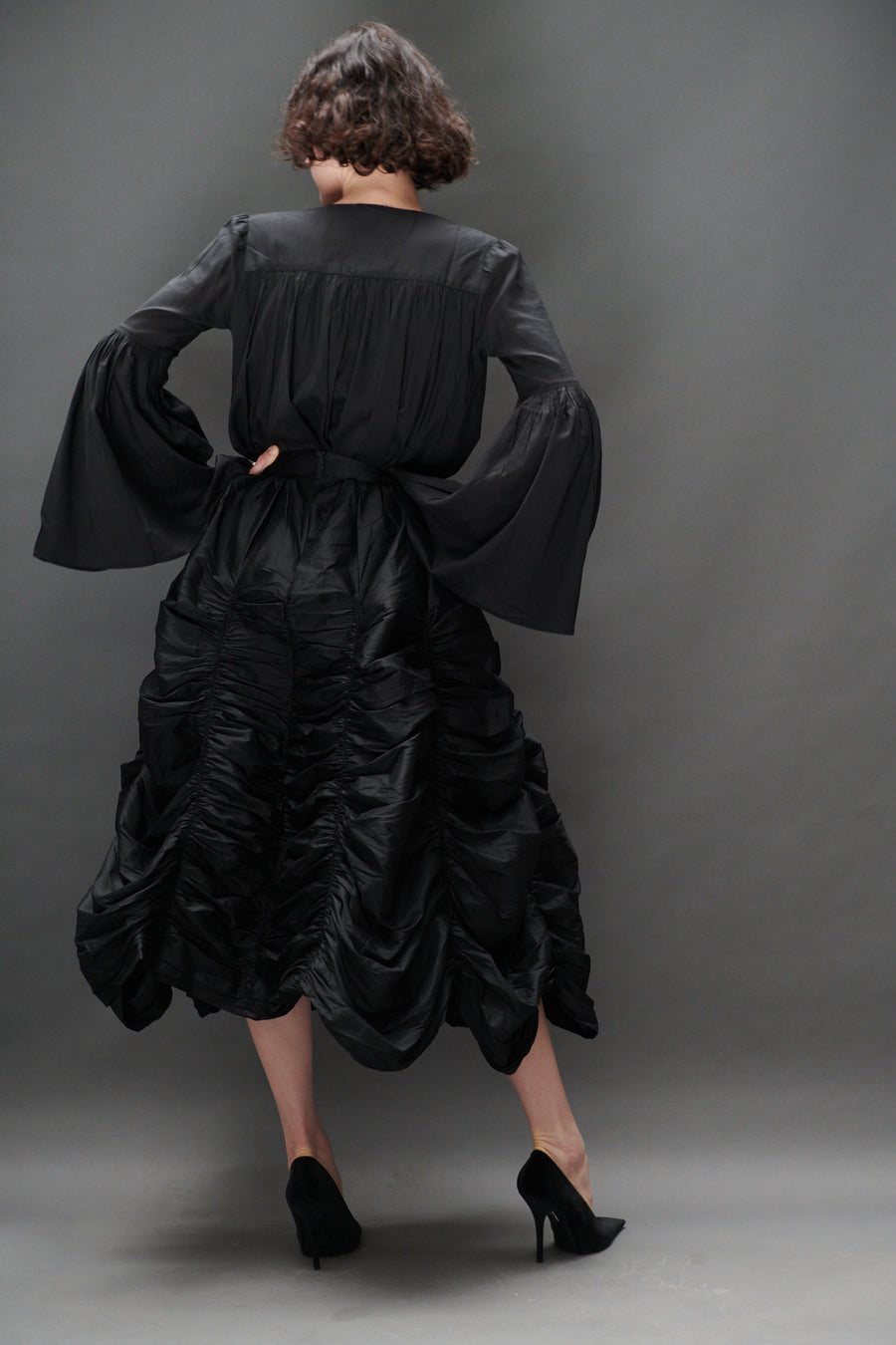 Balloon Blouse in Black Voile