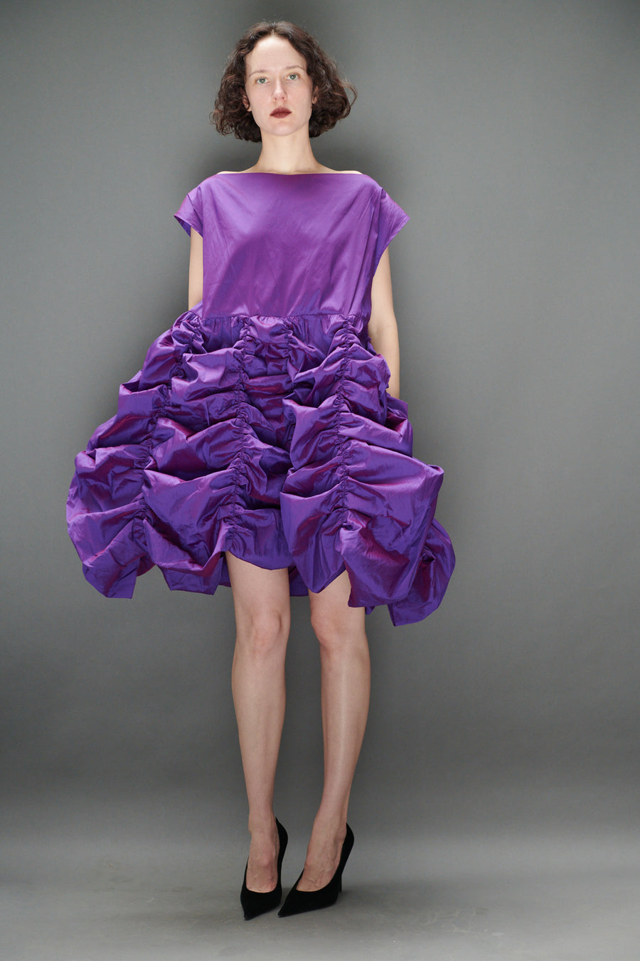 Lily Dress in Grape Taffeta