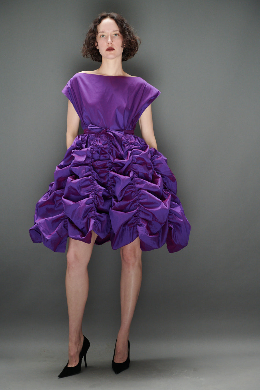 Lily Dress in Grape Taffeta