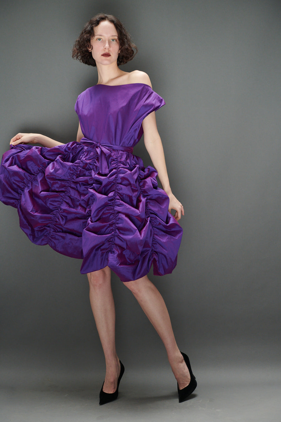 Lily Dress in Grape Taffeta
