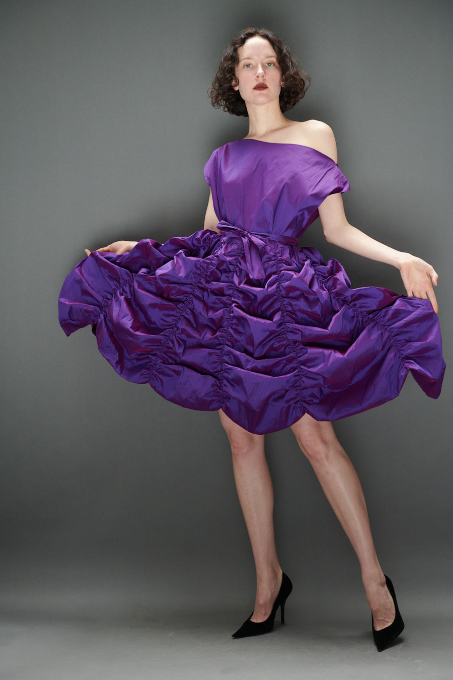 Lily Dress in Grape Taffeta