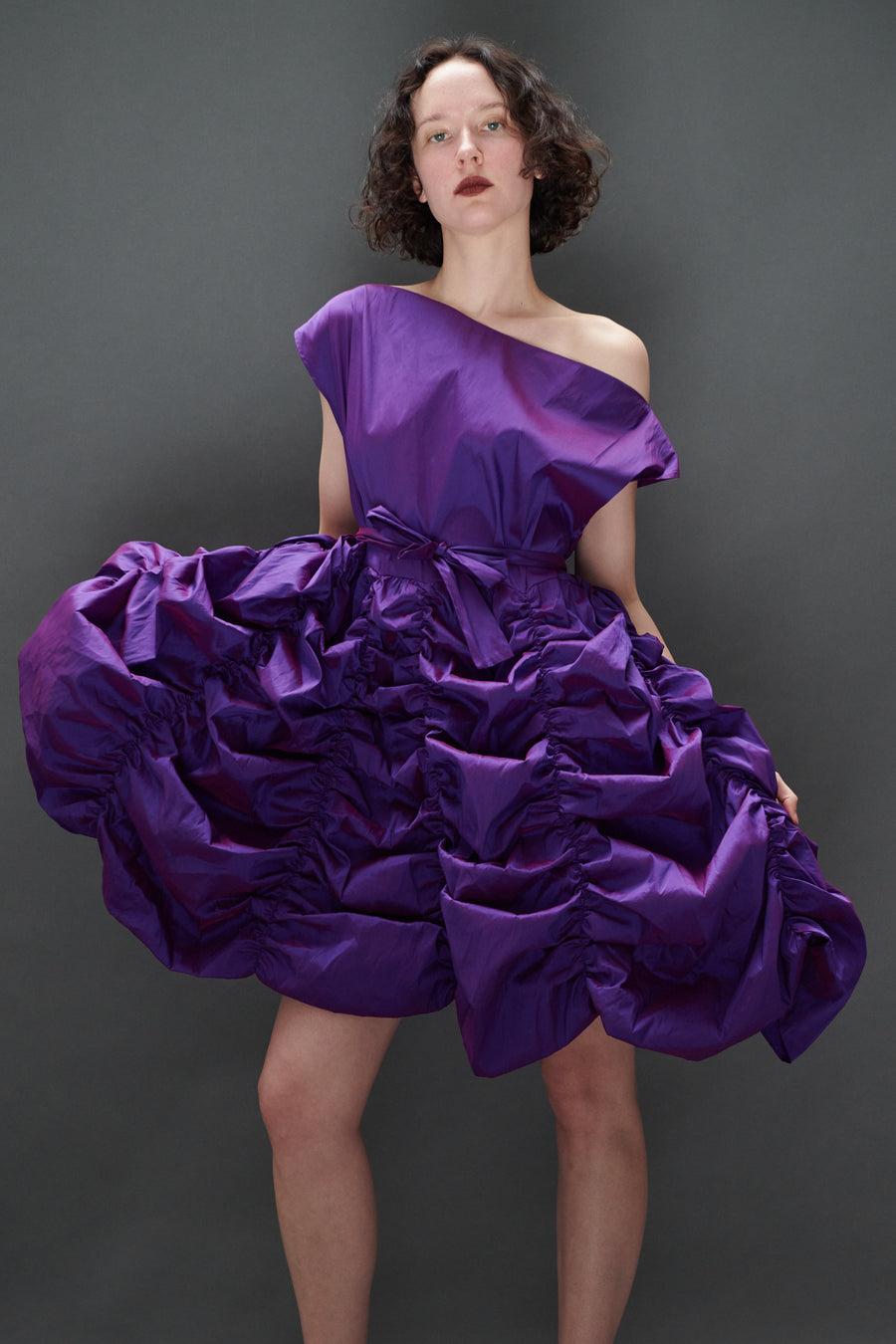 Lily Dress in Grape Taffeta