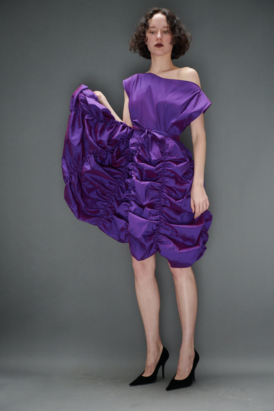 Lily Dress in Grape Taffeta