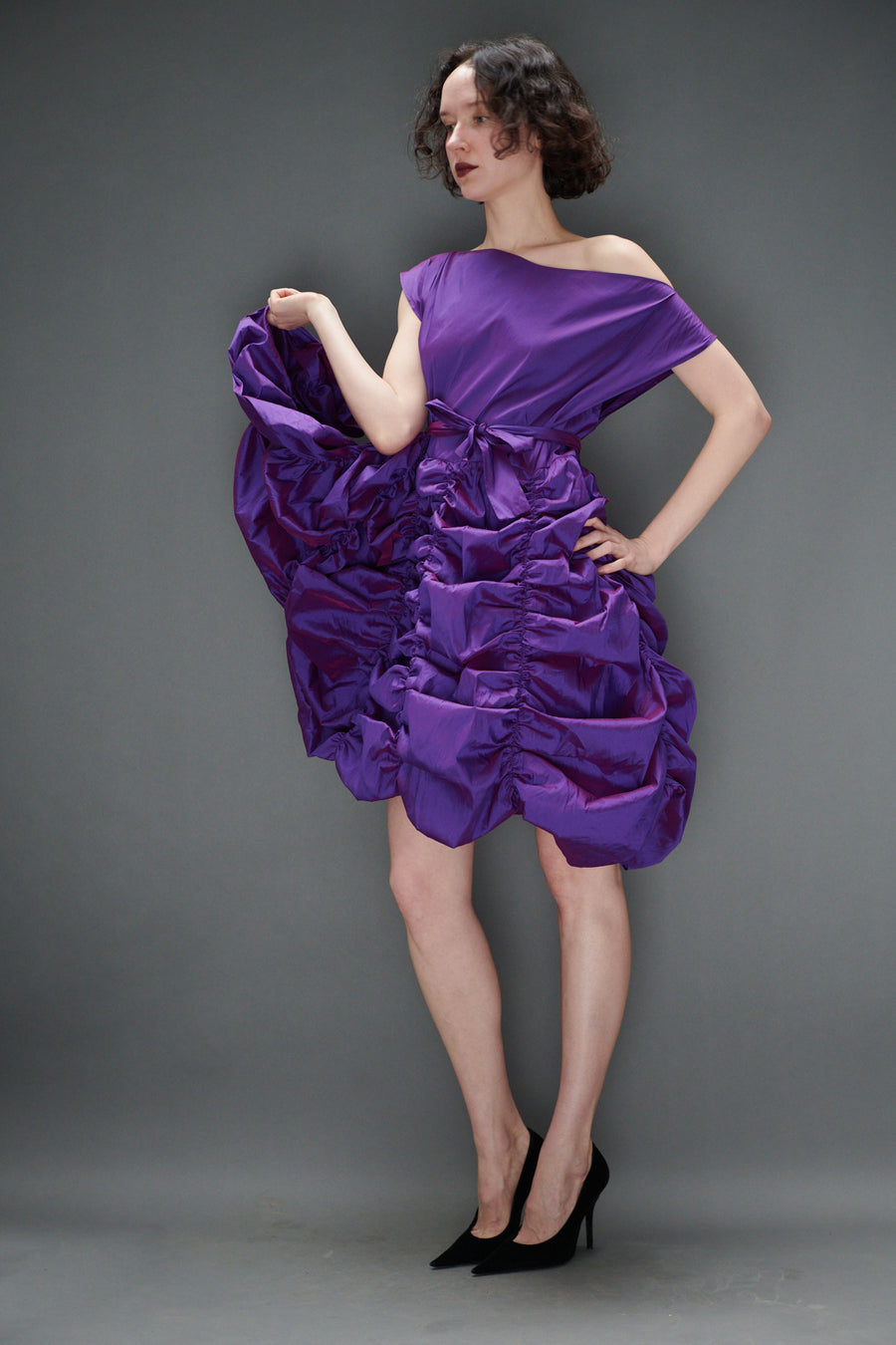 Lily Dress in Grape Taffeta