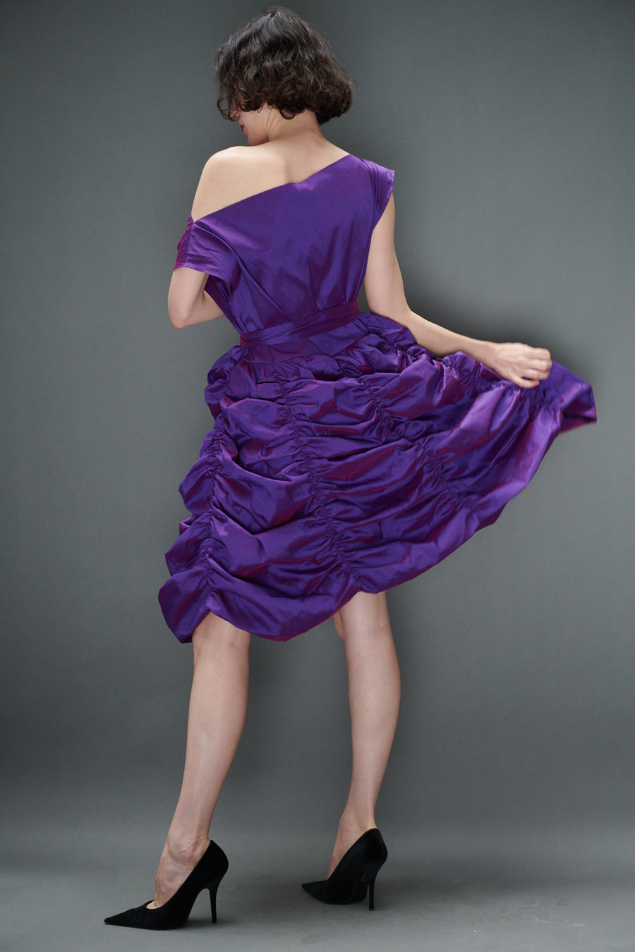 Lily Dress in Grape Taffeta