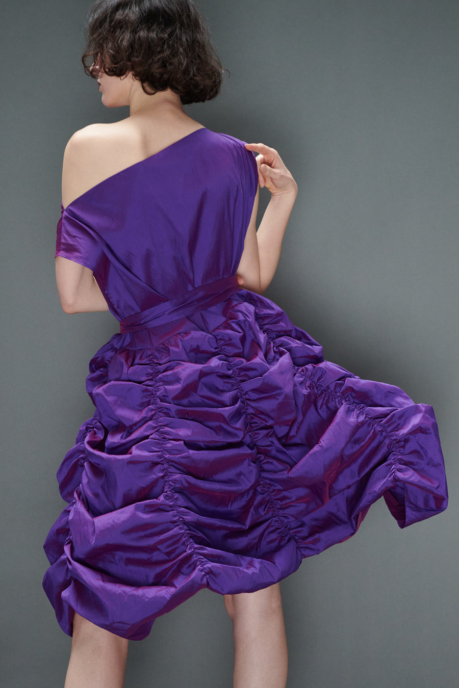 Lily Dress in Grape Taffeta