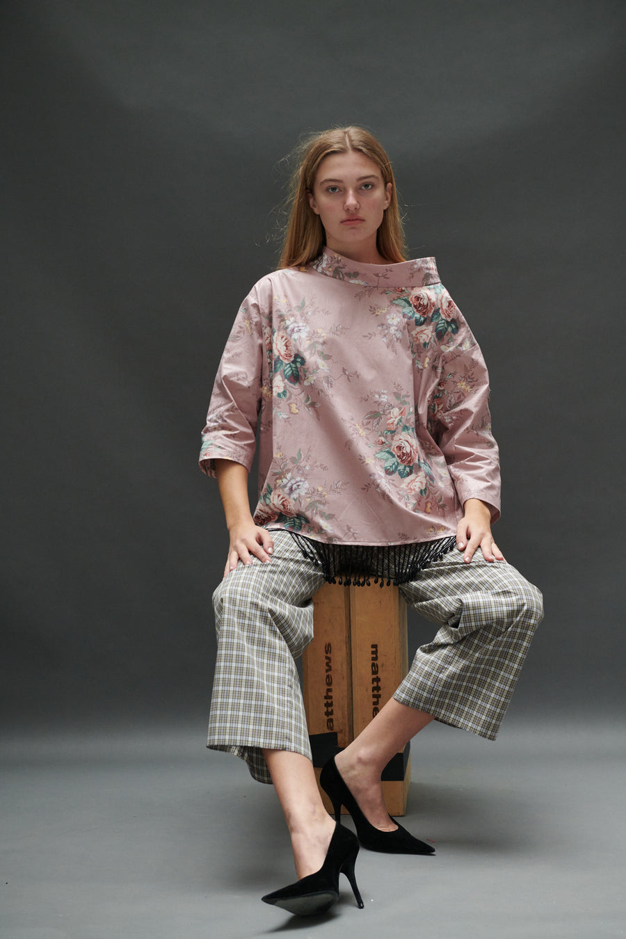 Abigail Coatdress in Rose Upholstery with Beaded Trim