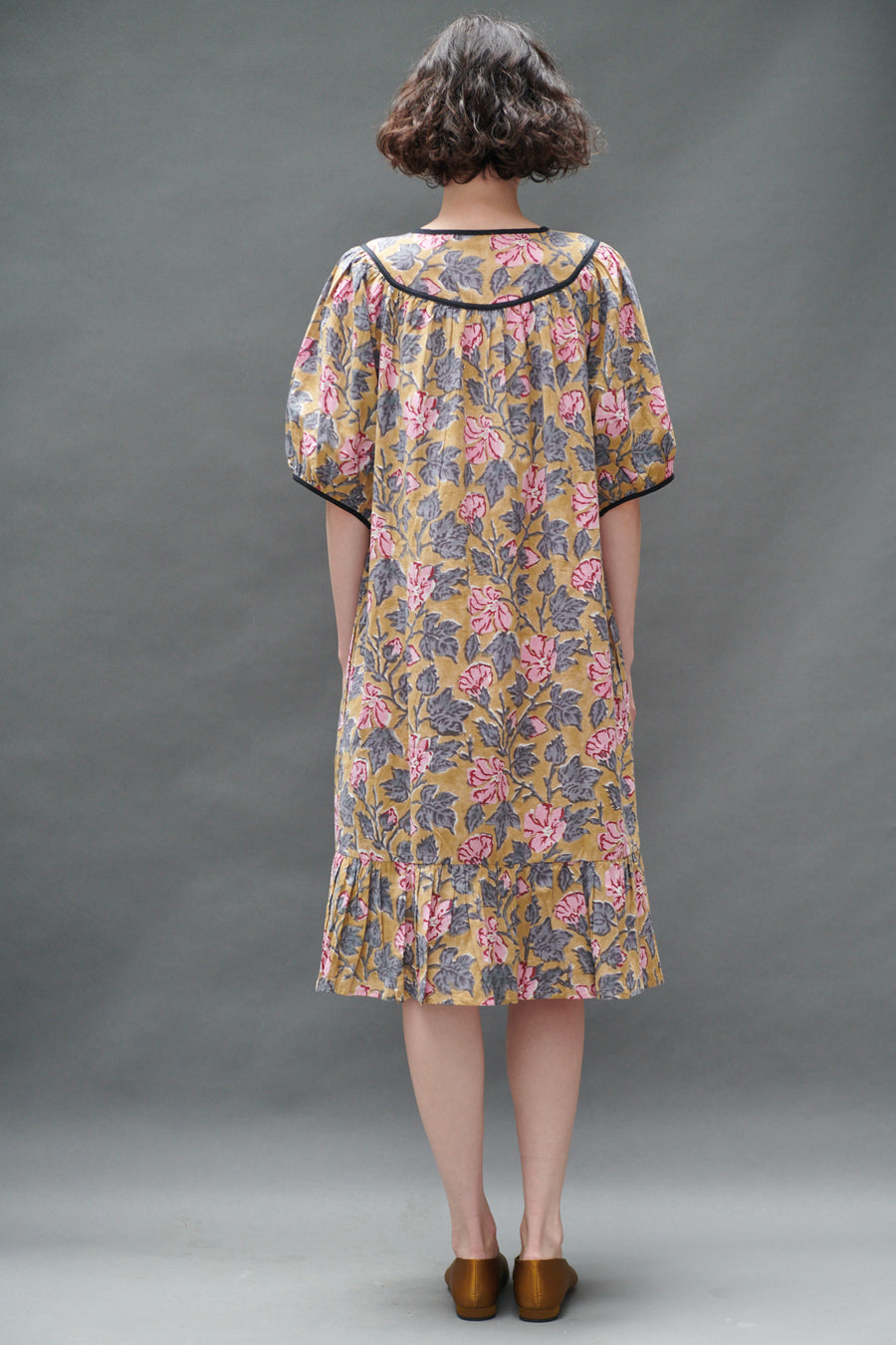 Snap Housedress in Pink and Yellow Floral