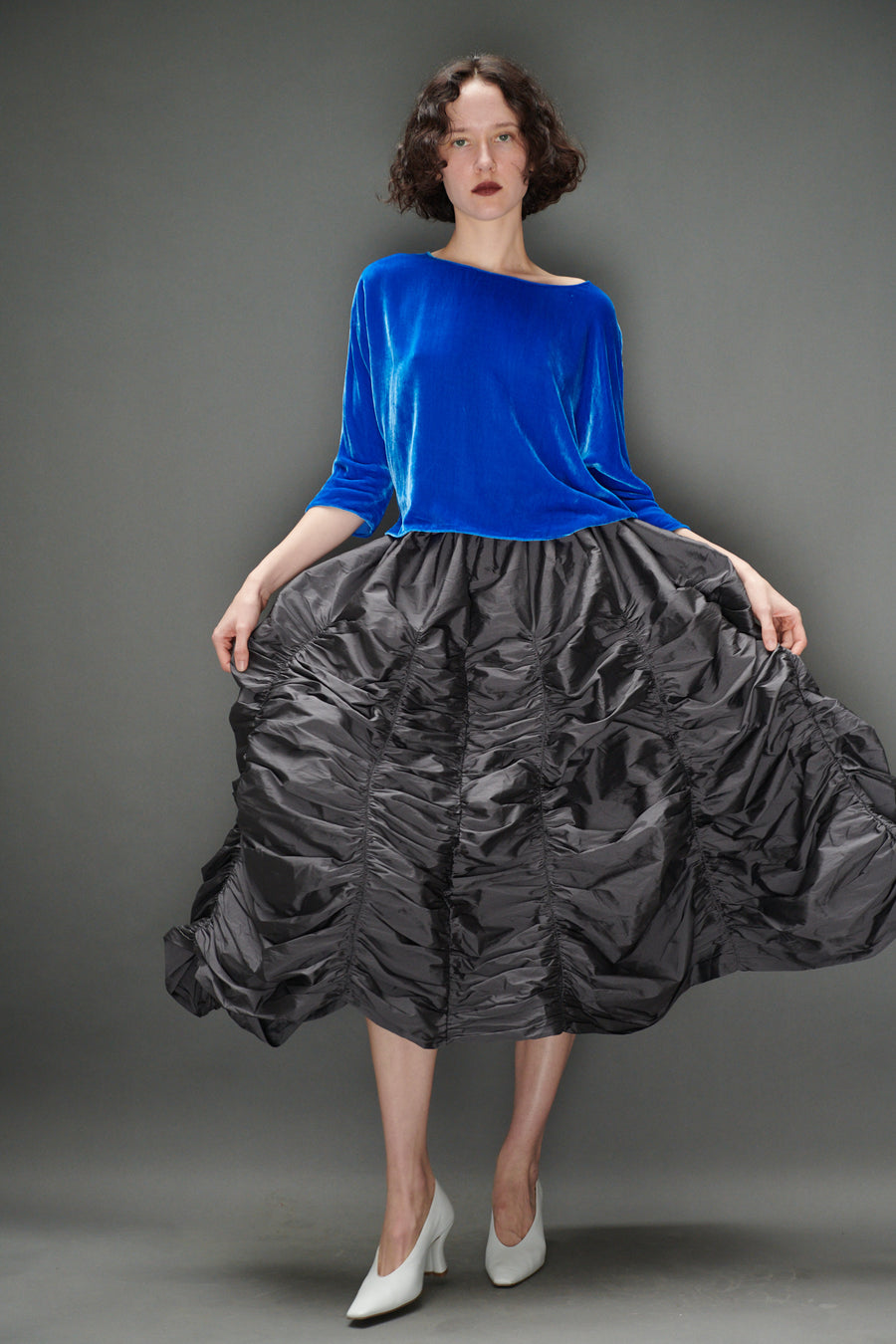 Anja Skirt in Slate Taffeta