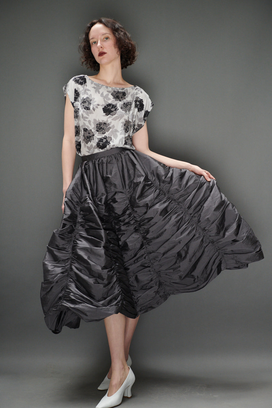 Anja Skirt in Slate Taffeta