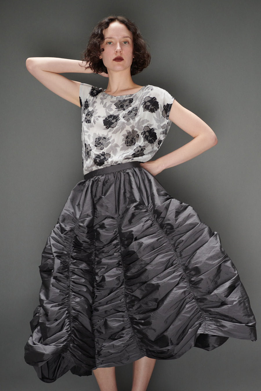 Dancer's Caftan in Grey Floral