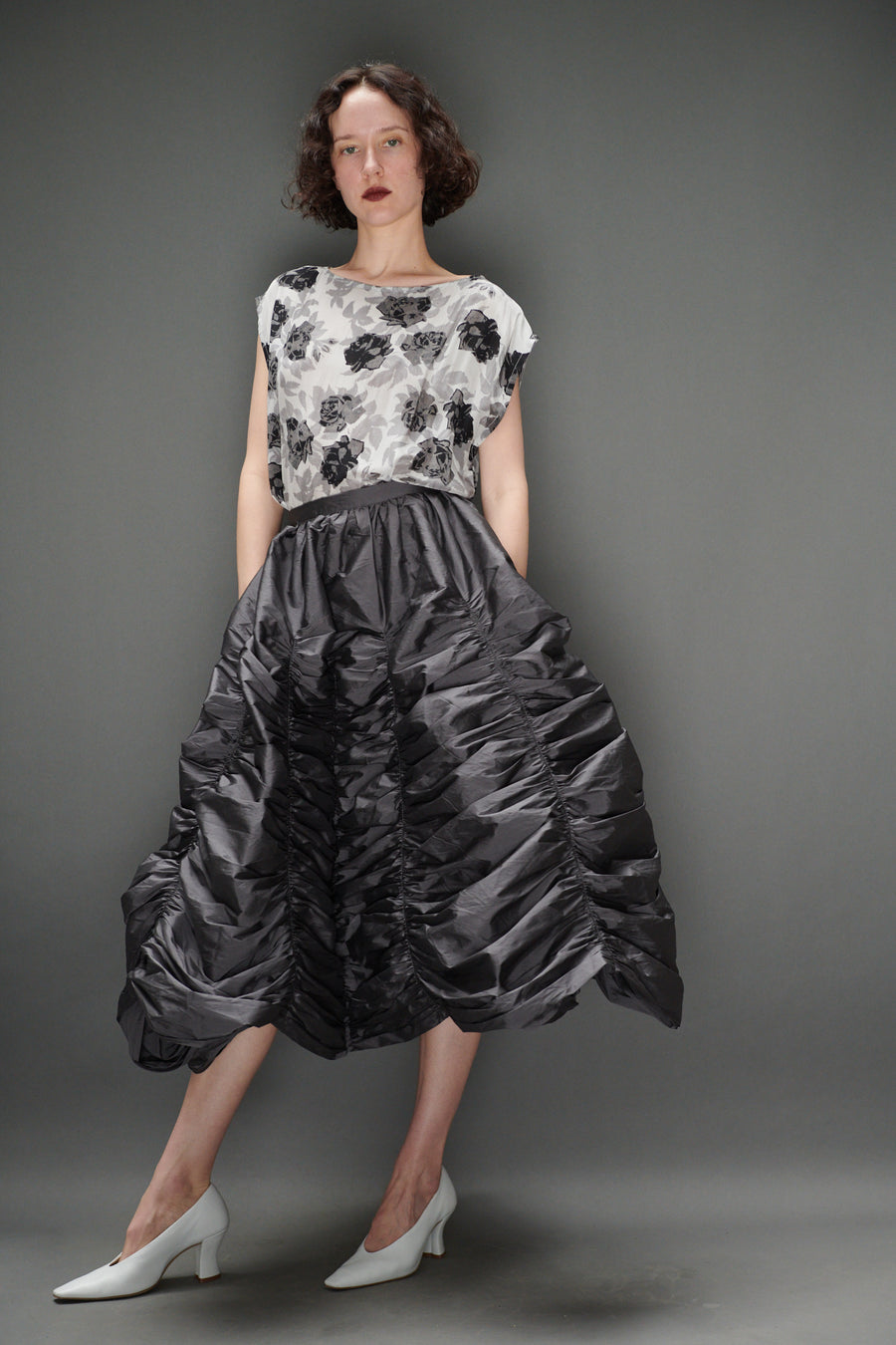 Anja Skirt in Slate Taffeta