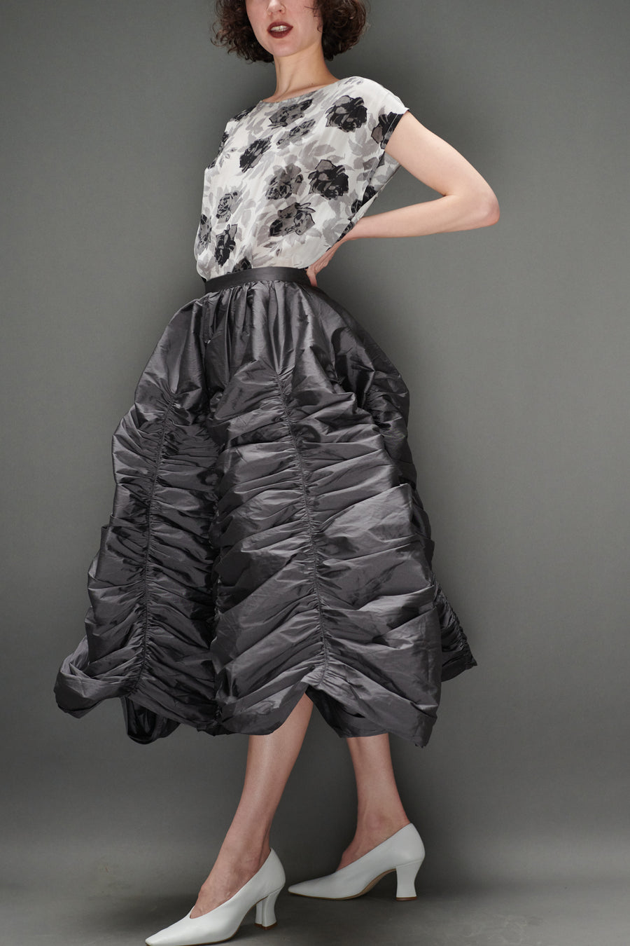 Anja Skirt in Slate Taffeta