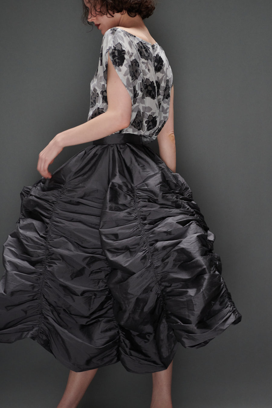 Anja Skirt in Slate Taffeta