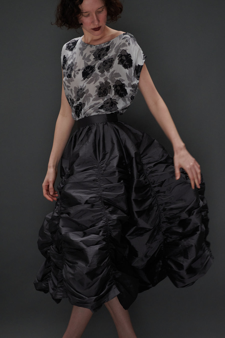Anja Skirt in Slate Taffeta