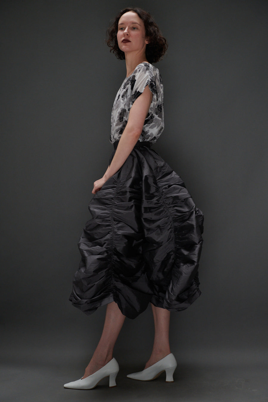Anja Skirt in Slate Taffeta