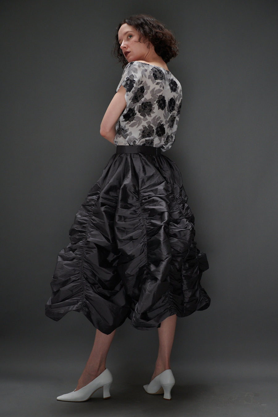 Anja Skirt in Slate Taffeta