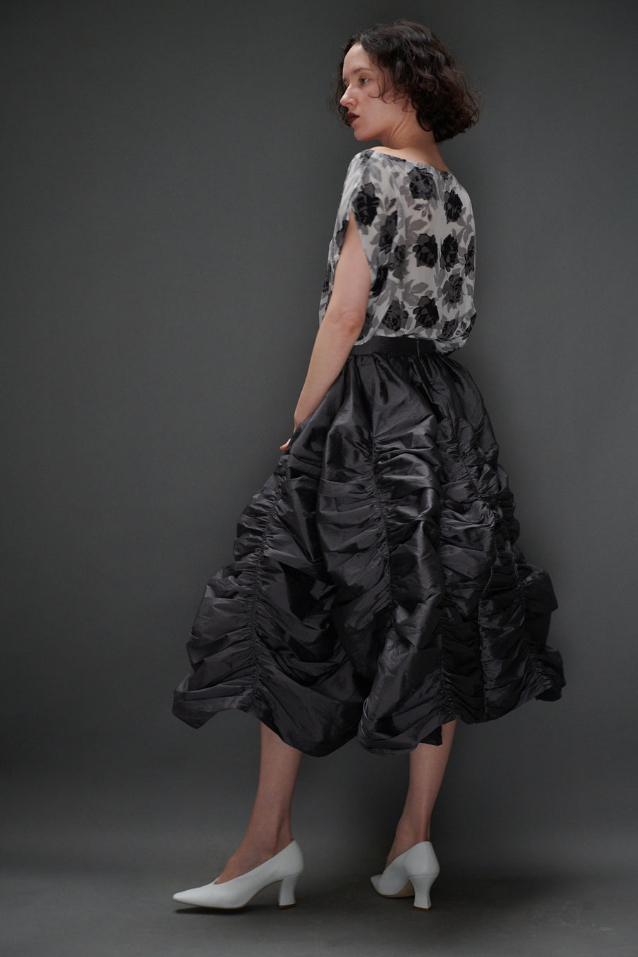 Anja Skirt in Slate Taffeta