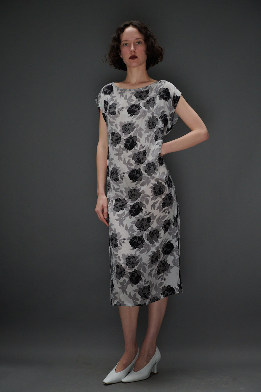 Dancer's Caftan in Grey Floral