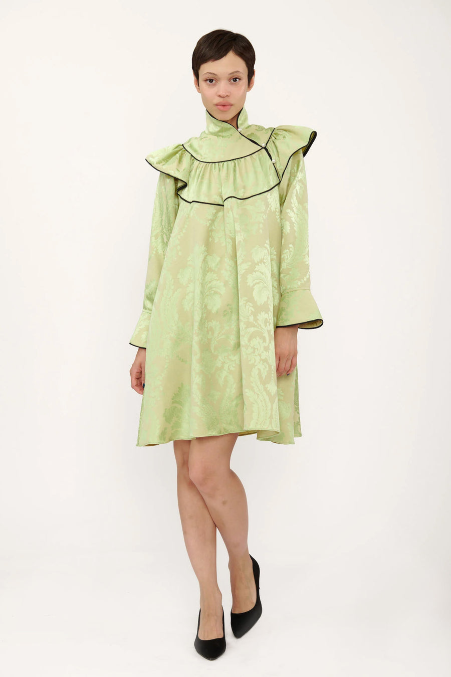 Racquel Dress in Lime Green Jacquard