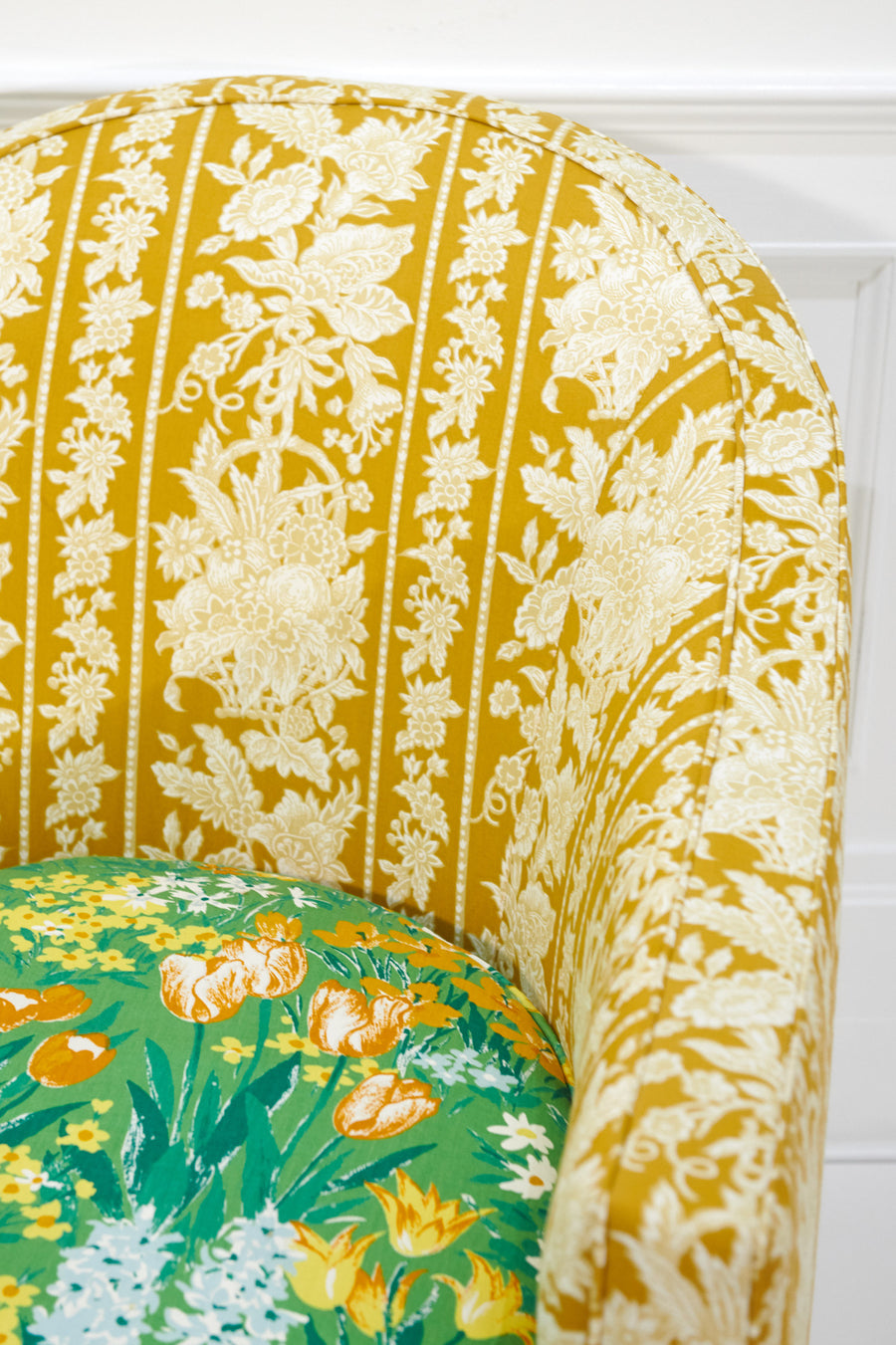 Upholstered Swivel Chair in Vintage Florals