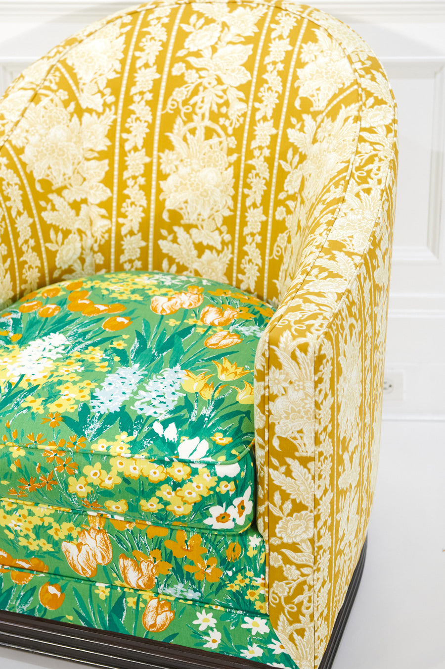 Upholstered Swivel Chair in Vintage Florals