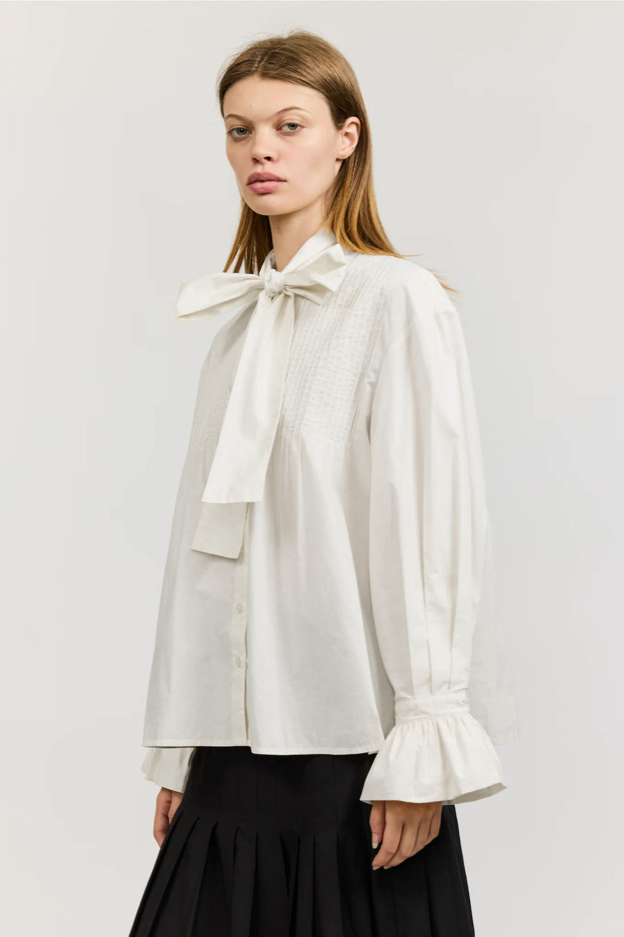 Iris Blouse in Ivory Cotton Poplin