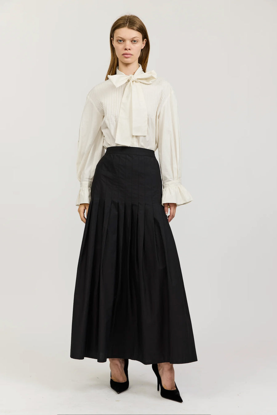 Cyn Skirt in Black Cotton Poplin