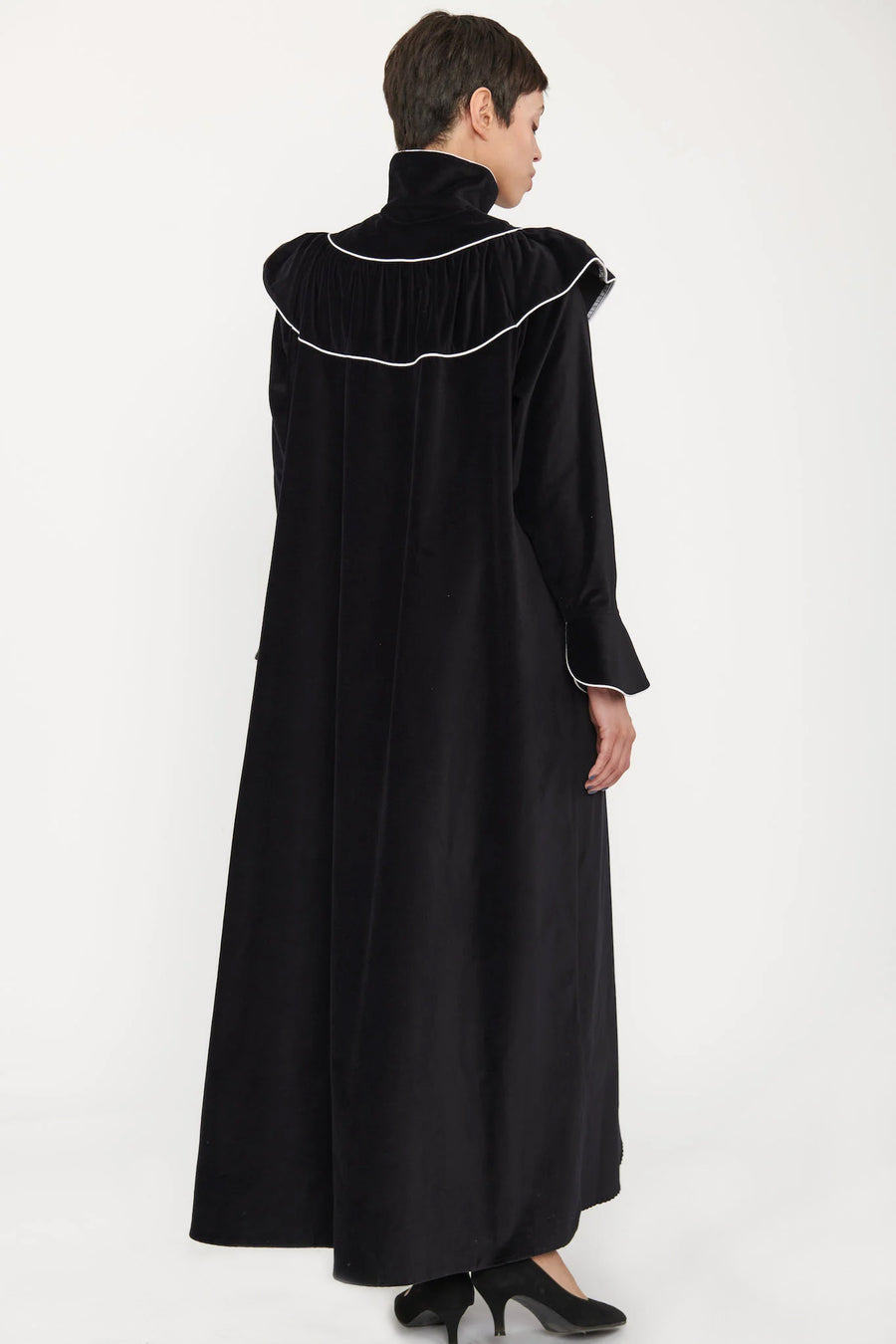 Long Racquel Dress in Black Velveteen