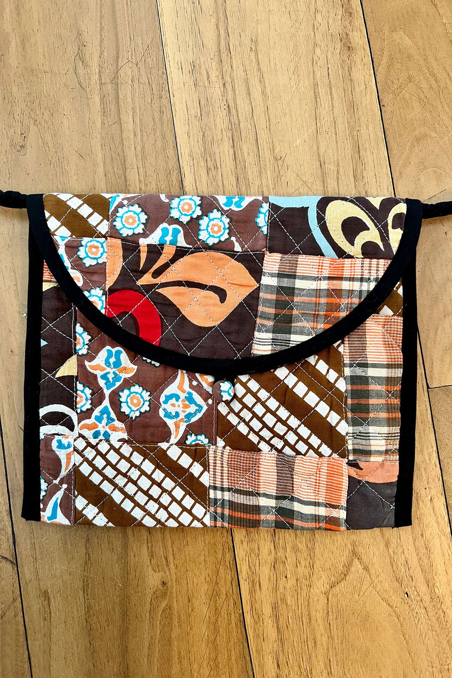 BATSHEVA - Double Flap Quilted Bag in Brown Patchwork
