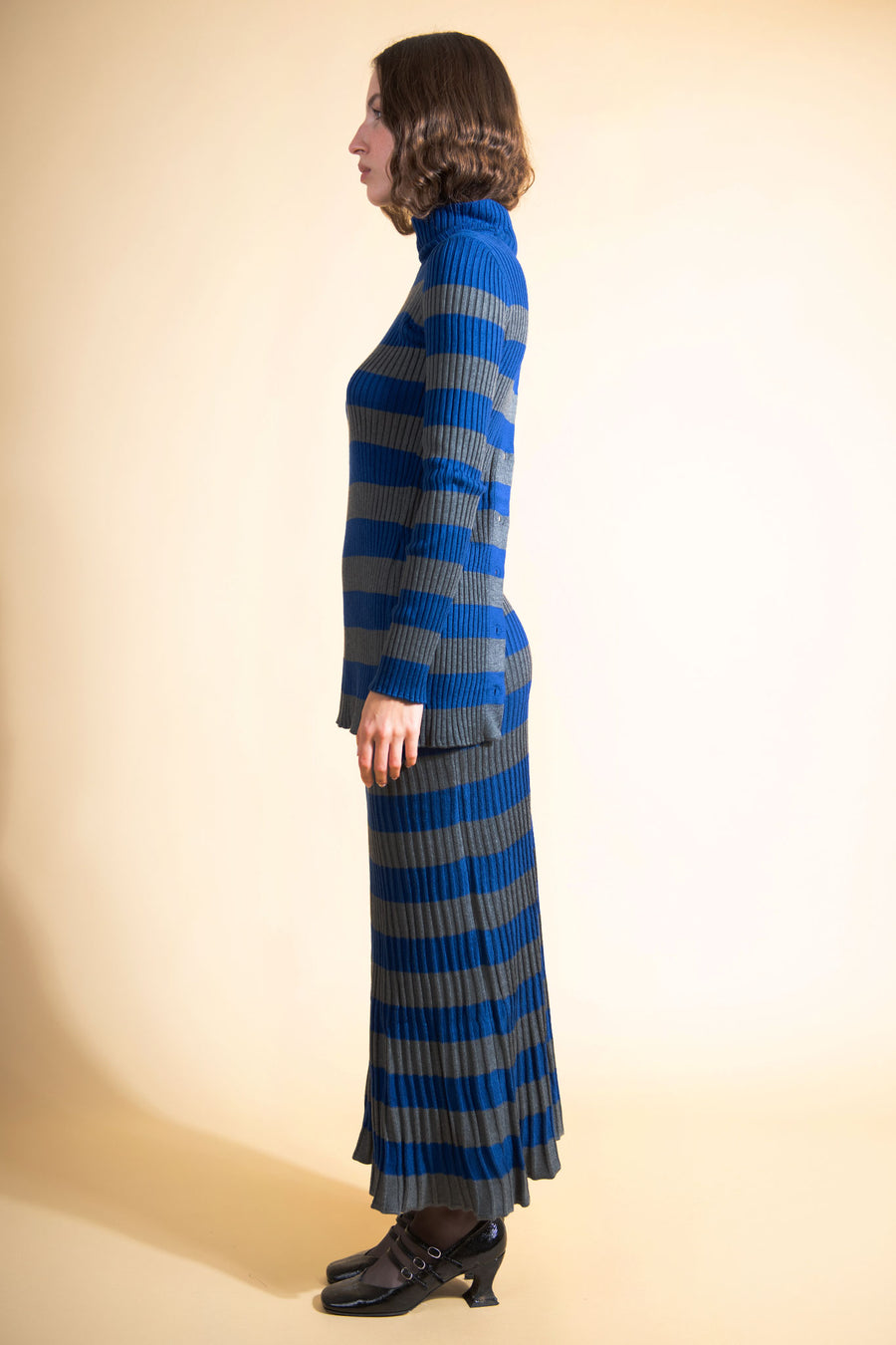 BATSHEVA - Mia Sweater in Blue & Grey Stripe