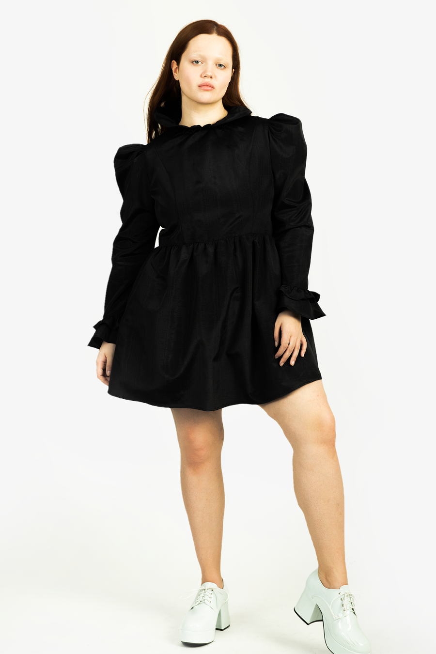 BATSHEVA - Mini Prairie Dress in Black Moiré