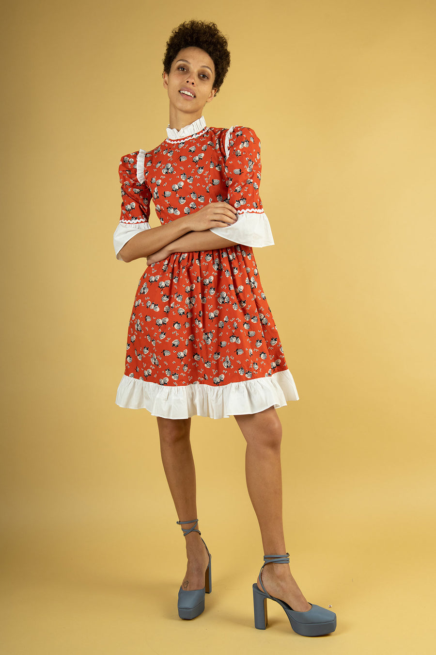 Spring Prairie Dress in Red Hydrangea – BATSHEVA