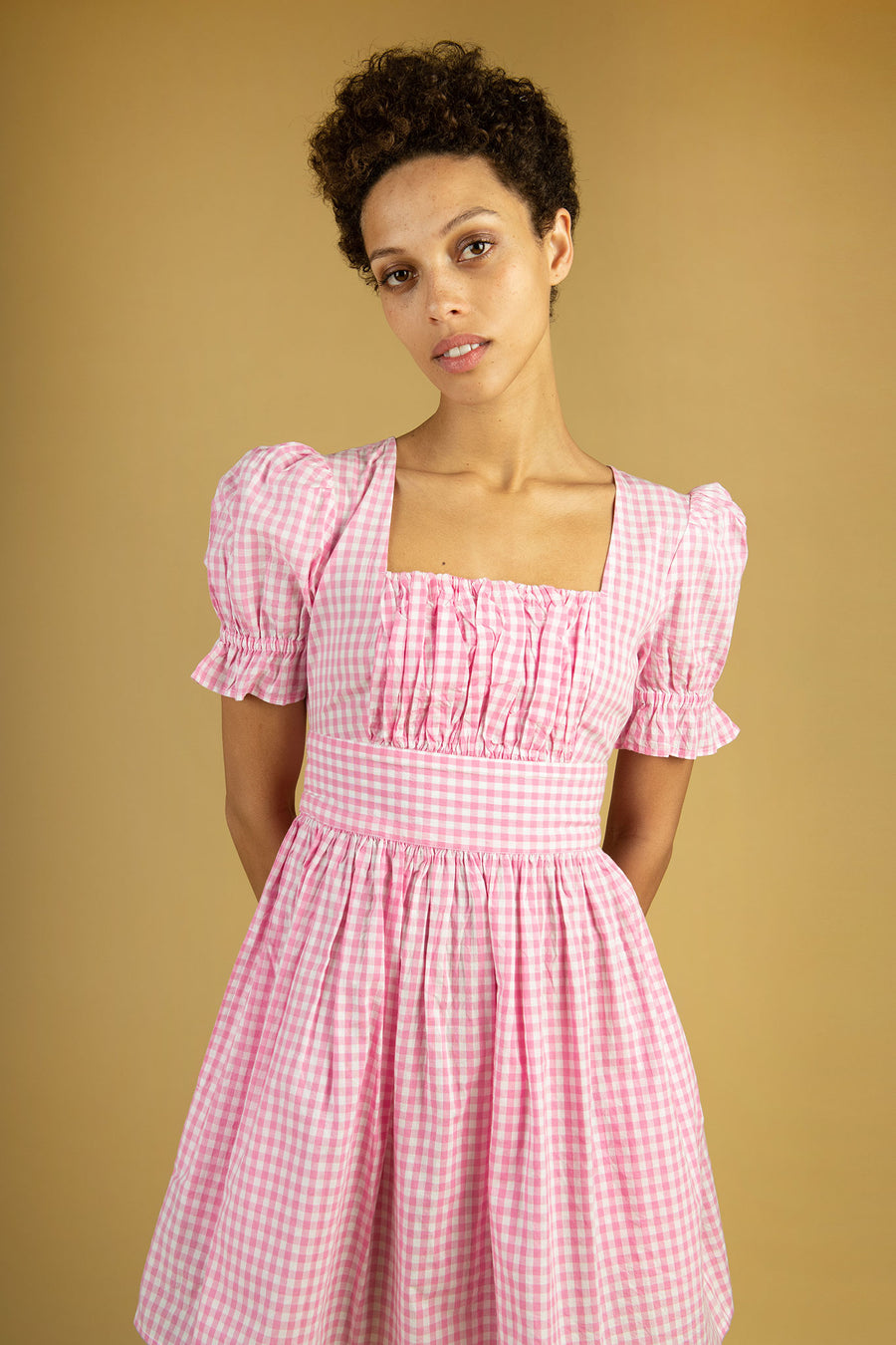 BATSHEVA - Popham Dress in Pink Gingham