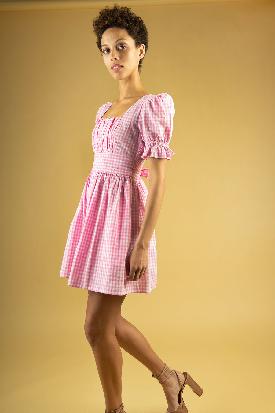 BATSHEVA - Popham Dress in Pink Gingham
