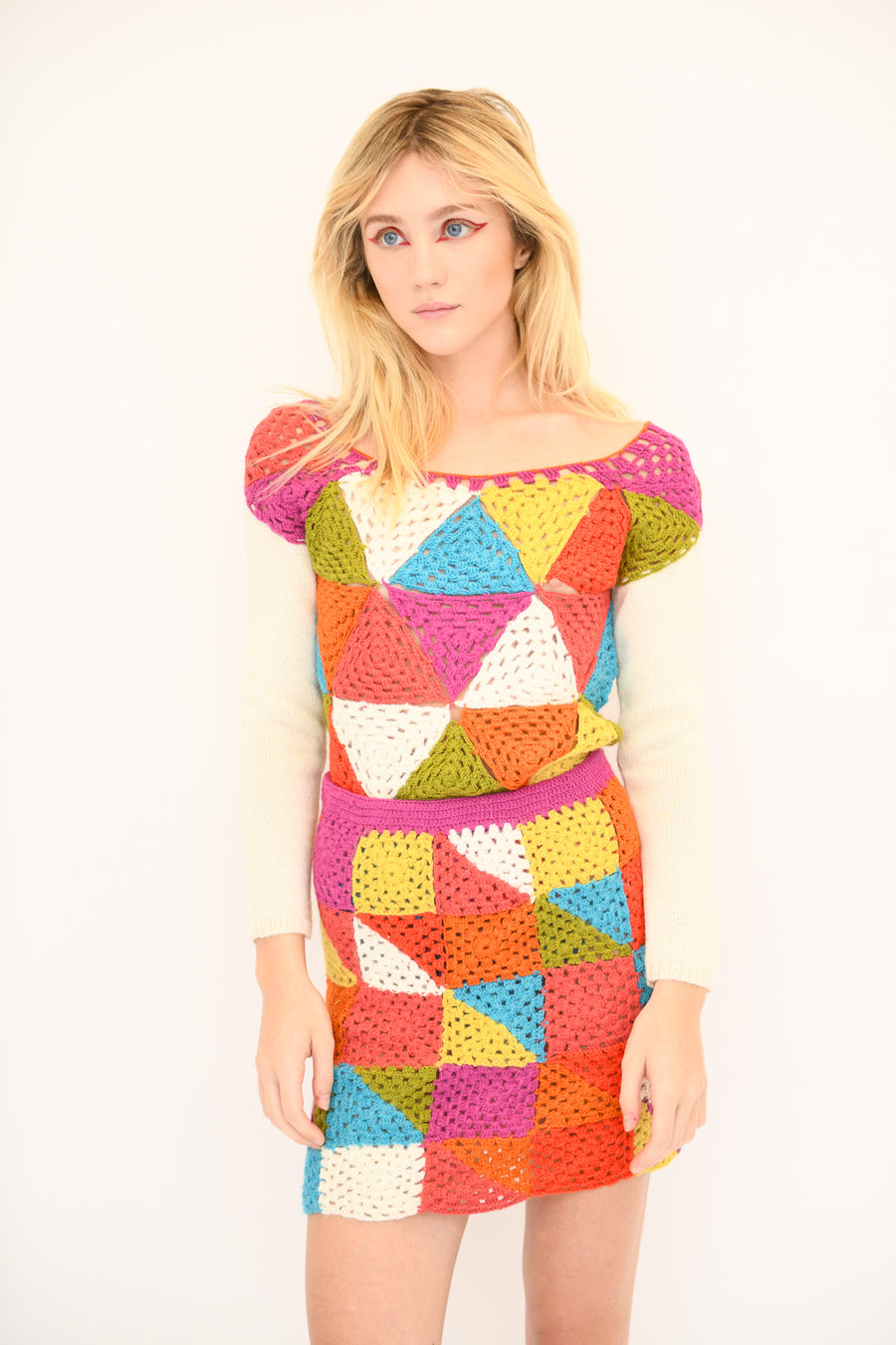 Batsheva Vivien Crochet Skirt in Multi Triangle