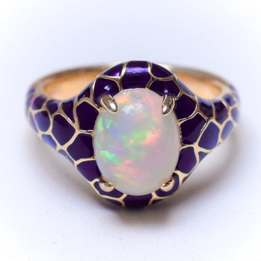 Opal Cabochon and Ceramic Ring - BATSHEVA